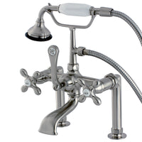 Thumbnail for Kingston Brass AE109T8 Auqa Vintage Deck Mount Clawfoot Tub Faucet, Brushed Nickel - BNGBath