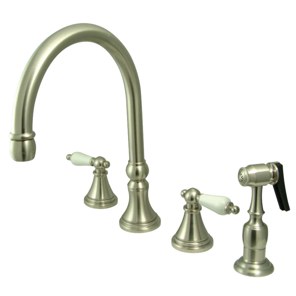 Kingston Brass KS2798PLBS Widespread Kitchen Faucet, Brushed Nickel - BNGBath