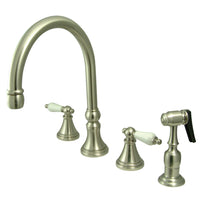 Thumbnail for Kingston Brass KS2798PLBS Widespread Kitchen Faucet, Brushed Nickel - BNGBath
