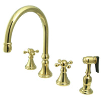 Thumbnail for Kingston Brass KS2792KXBS Widespread Kitchen Faucet, Polished Brass - BNGBath