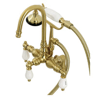 Thumbnail for Aqua Vintage AE17T7 Vintage Clawfoot Tub Faucet with Hand Shower, Brushed Brass - BNGBath