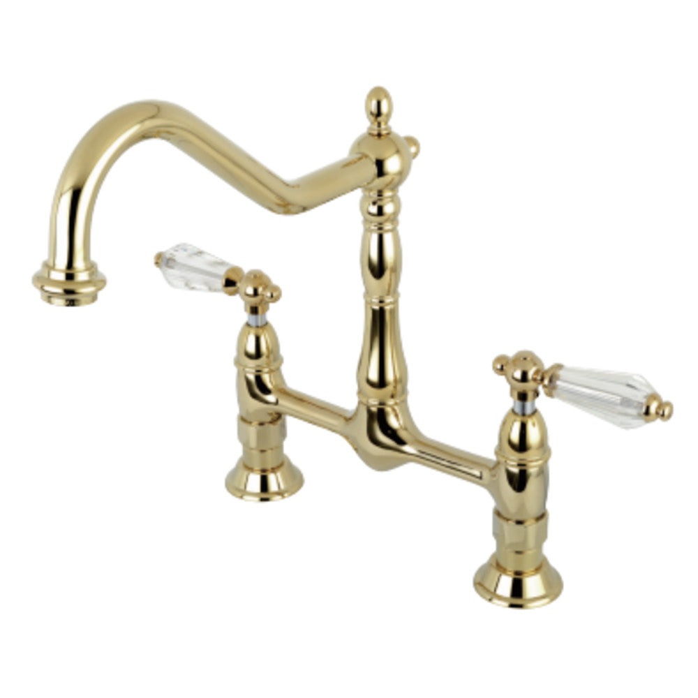 Kingston Brass KS1172WLL Wilshire Bridge Kitchen Faucet, Polished Brass - BNGBath