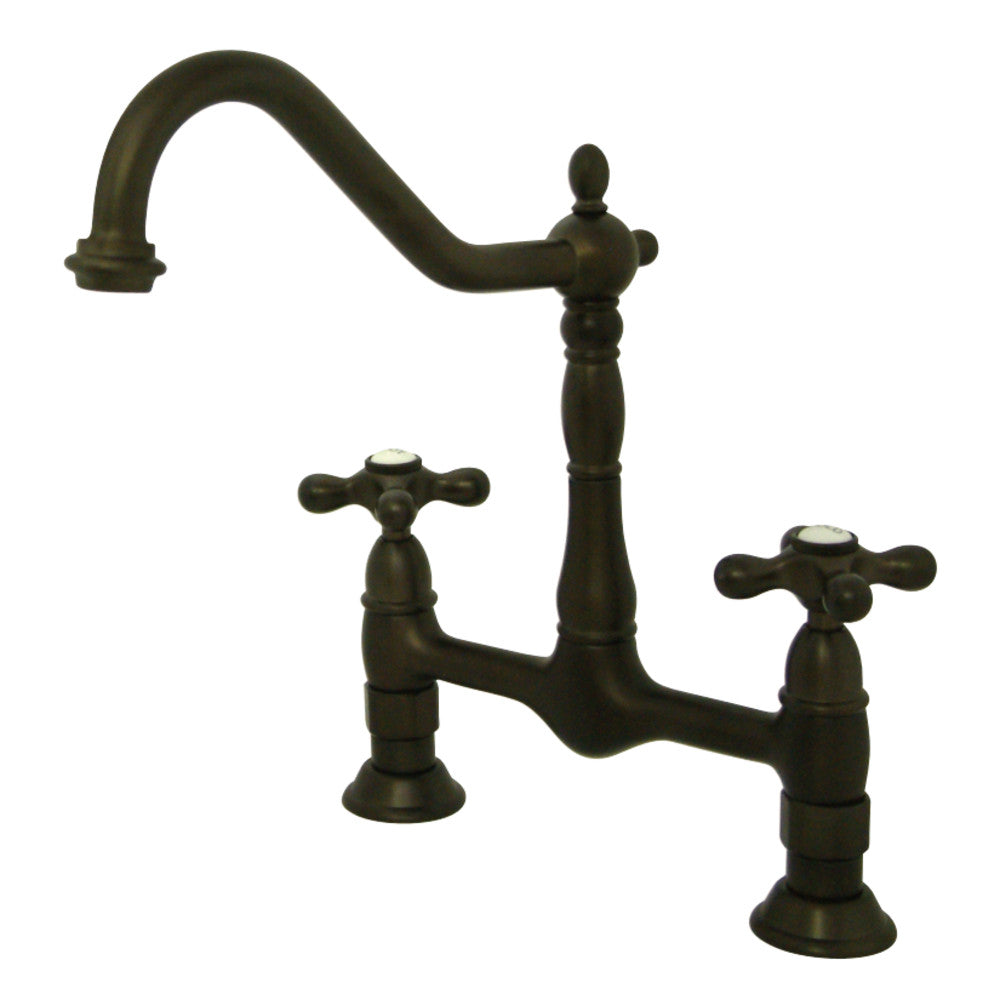 Kingston Brass KS1175AX Heritage Bridge Kitchen Faucet, Oil Rubbed Bronze - BNGBath