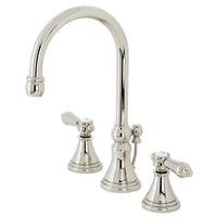 Thumbnail for Kingston Brass KS2986BAL Heirloom Widespread Bathroom Faucet with Brass Pop-Up, Polished Nickel - BNGBath