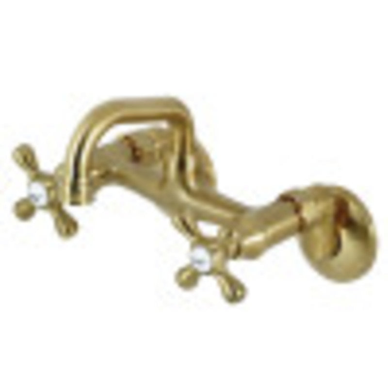 Kingston Brass KS212SB Two-Handle Wall Mount Bar Faucet, Brushed Brass - BNGBath