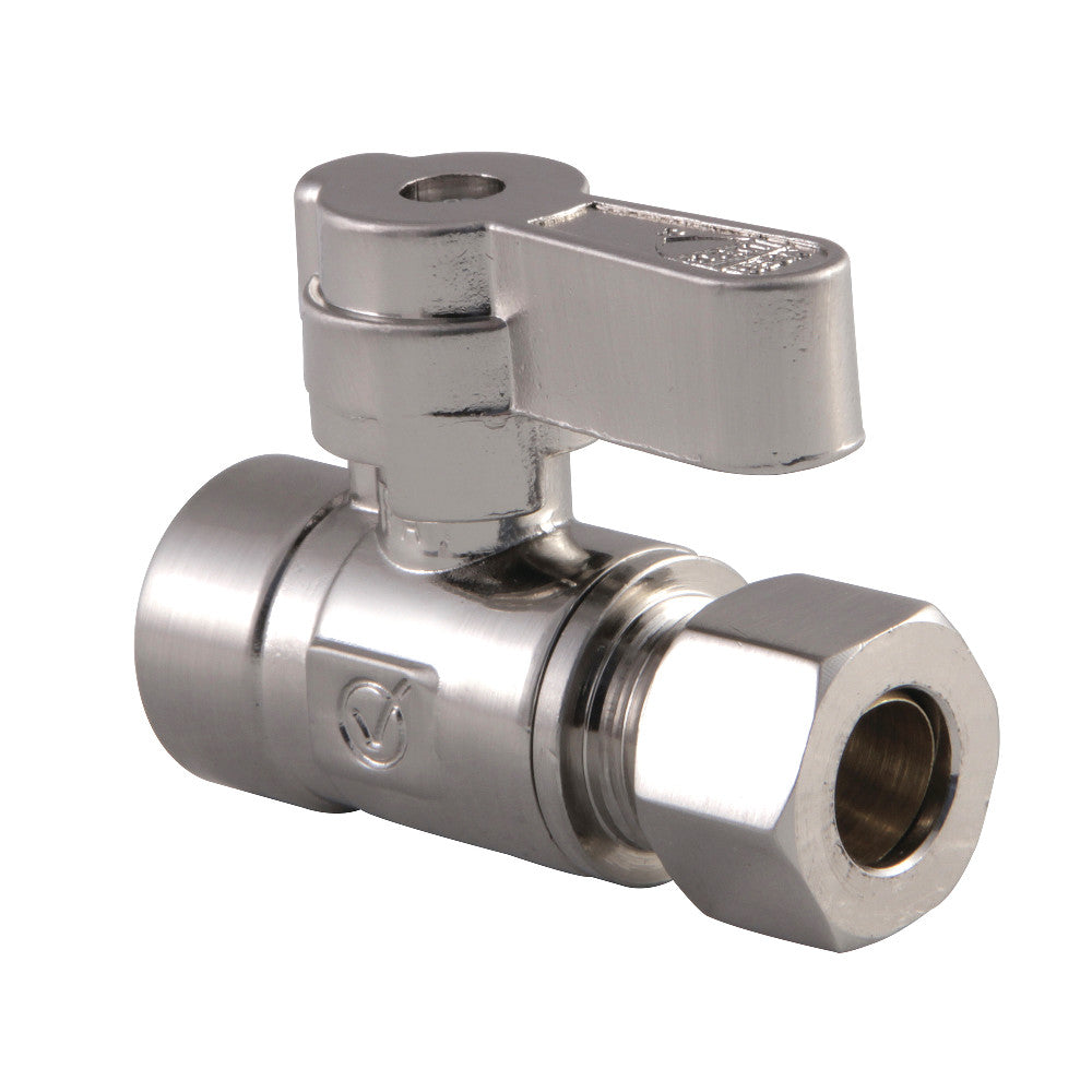 Kingston Brass KF4325SN 1/2" Sweat X 3/8" OD Comp Straight Stop Valve, Brushed Nickel - BNGBath