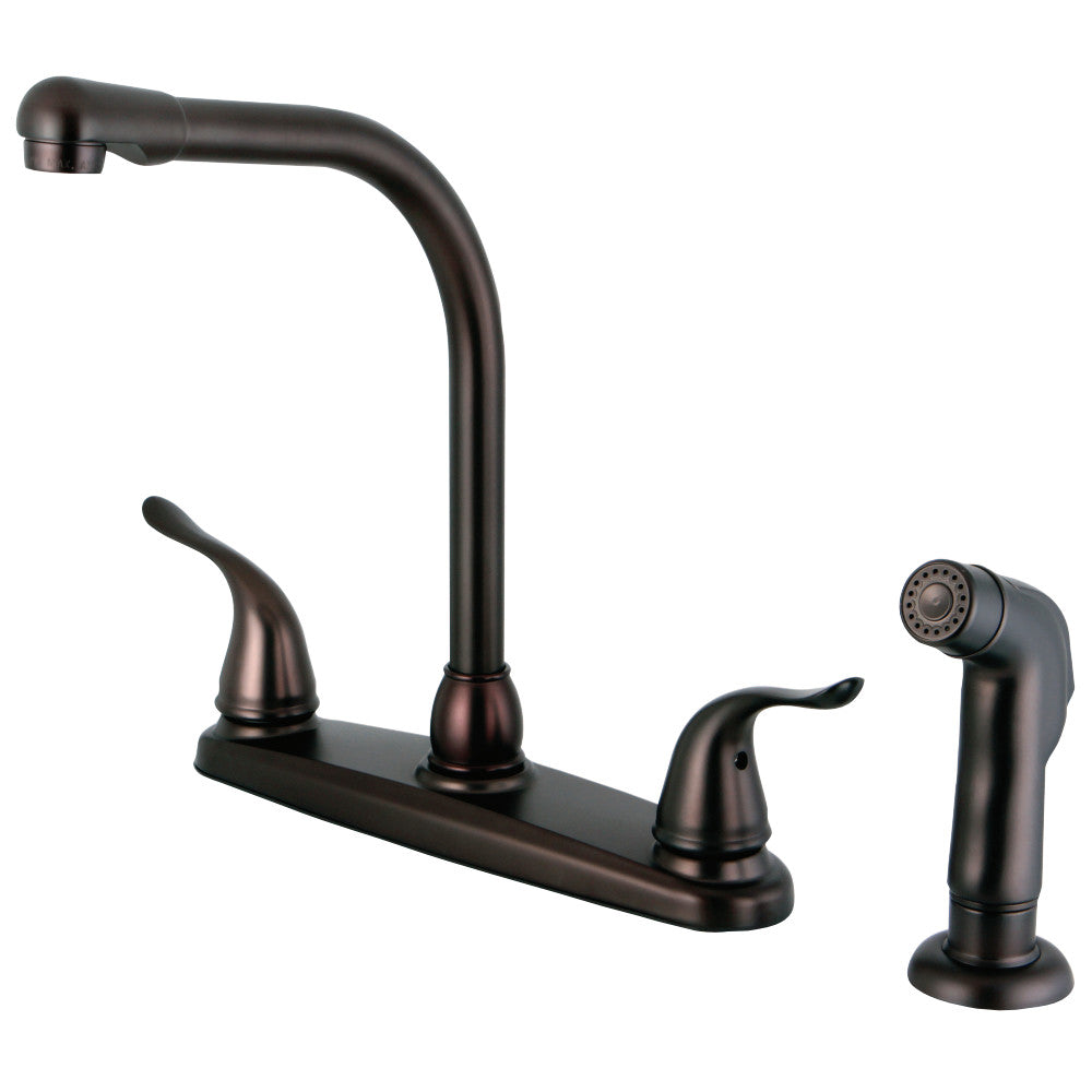 Kingston Brass FB2755YLSP Yosemite 8-Inch Centerset Kitchen Faucet with Sprayer, Oil Rubbed Bronze - BNGBath