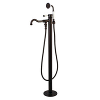 Thumbnail for Kingston Brass KS7135DPL Paris Freestanding Tub Faucet with Hand Shower, Oil Rubbed Bronze - BNGBath