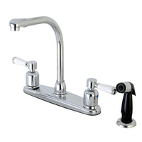 Thumbnail for Kingston Brass FB751DPL Paris 8-Inch Centerset Kitchen Faucet with Sprayer, Polished Chrome - BNGBath
