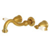 Thumbnail for Kingston Brass KS3127PL Vintage 2-Handle Wall Mount Bathroom Faucet, Brushed Brass - BNGBath
