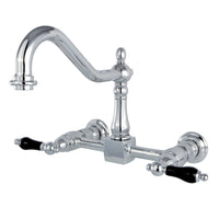 Thumbnail for Kingston Brass KS1241PKL Duchess Two-Handle Wall Mount Bridge Kitchen Faucet, Polished Chrome - BNGBath