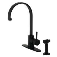 Thumbnail for Kingston Brass LS8710DLBS Concord Single-Handle Kitchen Faucet with Brass Sprayer, Matte Black - BNGBath