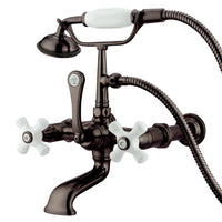 Thumbnail for Kingston Brass CC549T5 Vintage 7-Inch Wall Mount Tub Faucet with Hand Shower, Oil Rubbed Bronze - BNGBath