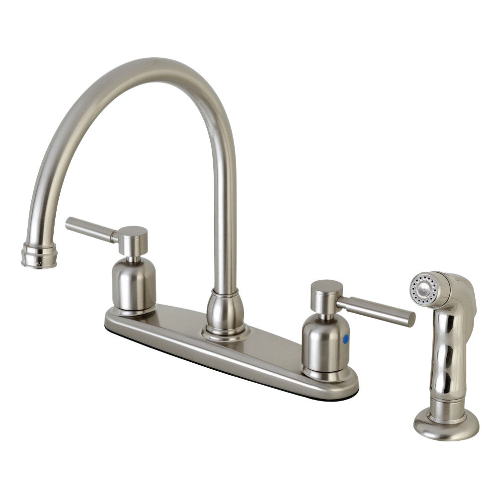 Kingston Brass FB798DLSP Concord 8-Inch Centerset Kitchen Faucet with Sprayer, Brushed Nickel - BNGBath