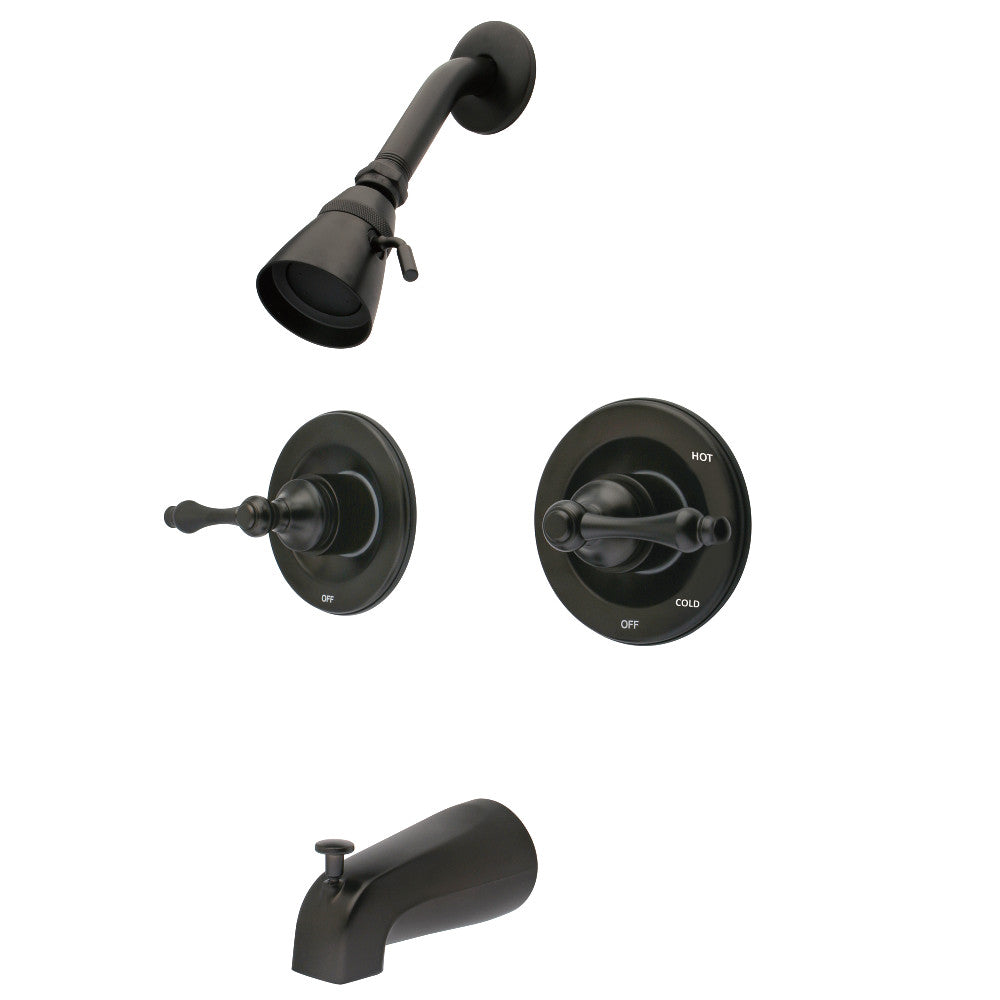 Kingston Brass KB665AL Vintage Twin Handles Tub Shower Faucet Pressure Balanced With Volume Control, Oil Rubbed Bronze - BNGBath