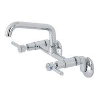 Thumbnail for Kingston Brass KS823C Concord Two-Handle Wall-Mount Kitchen Faucet, Polished Chrome - BNGBath