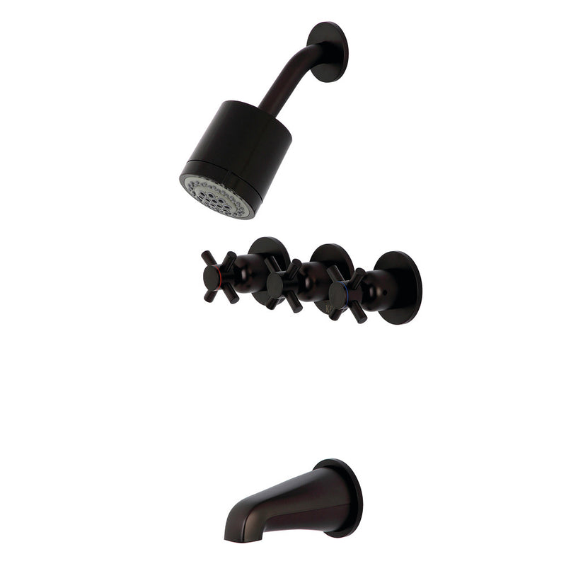Kingston Brass KBX8135DX Concord Three-Handle Tub and Shower Faucet, Oil Rubbed Bronze - BNGBath