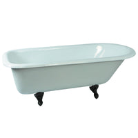 Thumbnail for Aqua Eden NHVCTND673123T5 66-Inch Cast Iron Roll Top Clawfoot Tub (No Faucet Drillings), White/Oil Rubbed Bronze - BNGBath