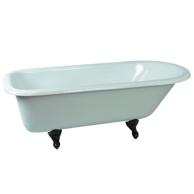 Aqua Eden NHVCTND673123T5 66-Inch Cast Iron Roll Top Clawfoot Tub (No Faucet Drillings), White/Oil Rubbed Bronze - BNGBath