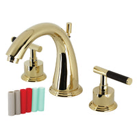 Thumbnail for Kingston Brass KS2962CKL Kaiser Widespread Bathroom Faucet with Brass Pop-Up, Polished Brass - BNGBath