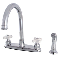 Thumbnail for Kingston Brass FB7791PXSP Victorian 8-Inch Centerset Kitchen Faucet with Sprayer, Polished Chrome - BNGBath
