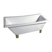 Thumbnail for Aqua Eden VTRF673018A2 67-Inch Acrylic Single Slipper Clawfoot Tub (No Faucet Drillings), White/Polished Brass - BNGBath