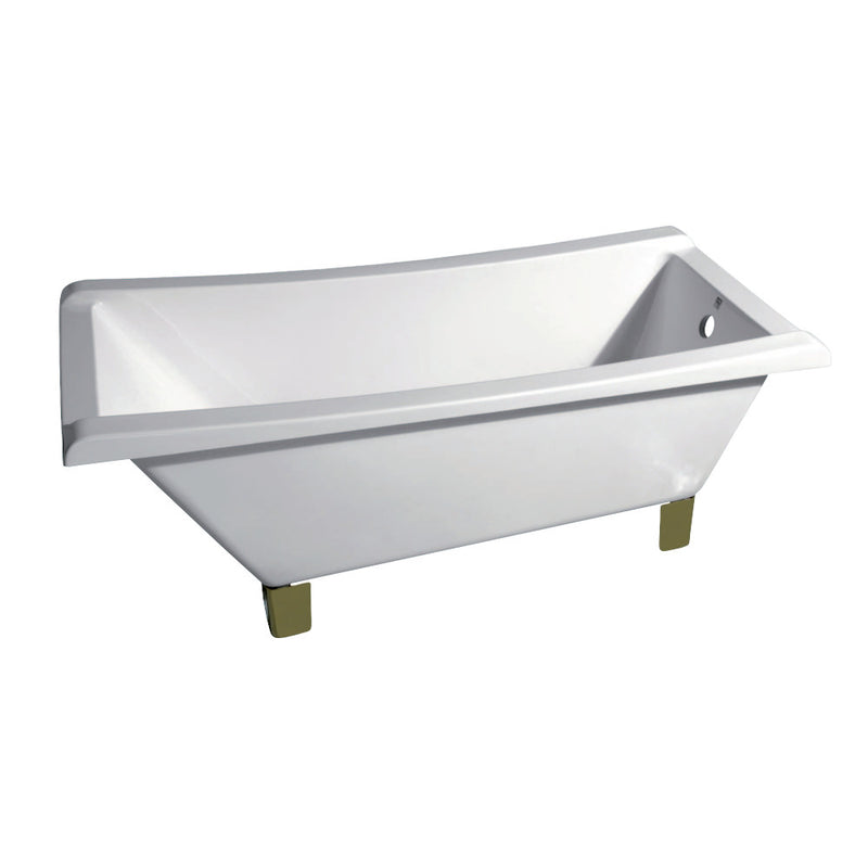 Aqua Eden VTRF673018A2 67-Inch Acrylic Single Slipper Clawfoot Tub (No Faucet Drillings), White/Polished Brass - BNGBath
