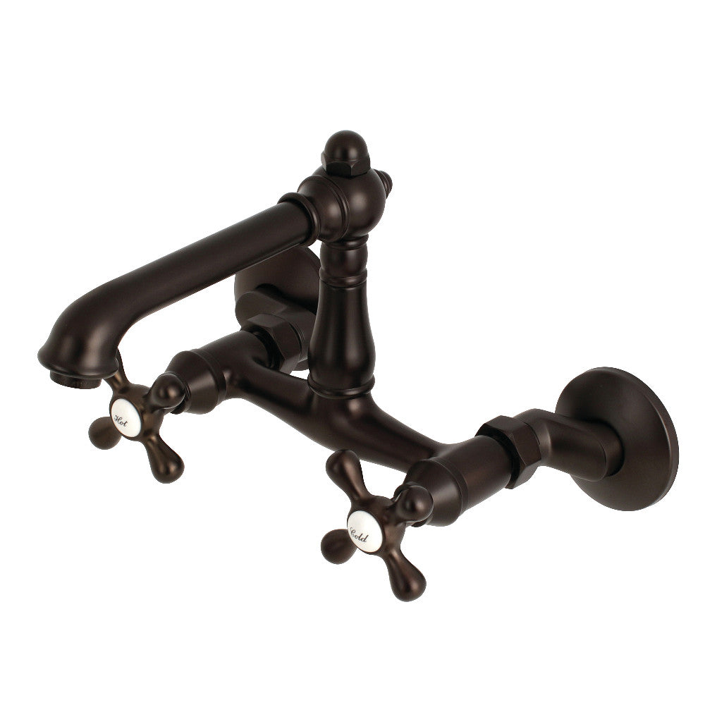 Kingston Brass English Country 6-Inch Adjustable Center Wall Mount Kitchen Faucet, Oil Rubbed Bronze - BNGBath