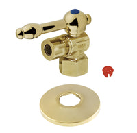 Thumbnail for Kingston Brass CC43102KLK 1/2-Inch FIP X 3/8-Inch OD Comp Quarter-Turn Angle Stop Valve with Flange, Polished Brass - BNGBath