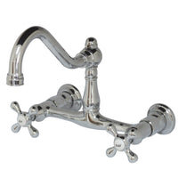 Thumbnail for Kingston Brass KS3241AX Wall Mount Bathroom Faucet, Polished Chrome - BNGBath