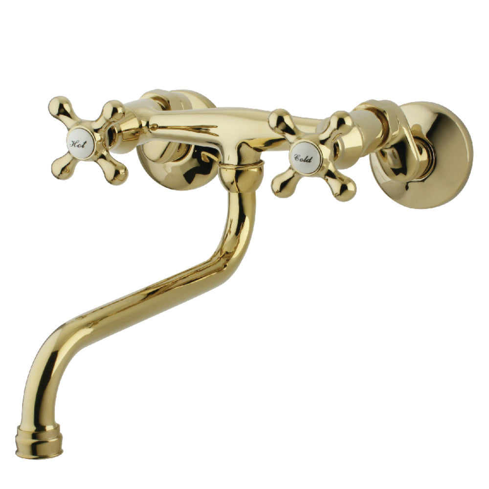 Kingston Brass KS215PB Kingston Two Handle Wall Mount Bathroom Faucet, Polished Brass - BNGBath