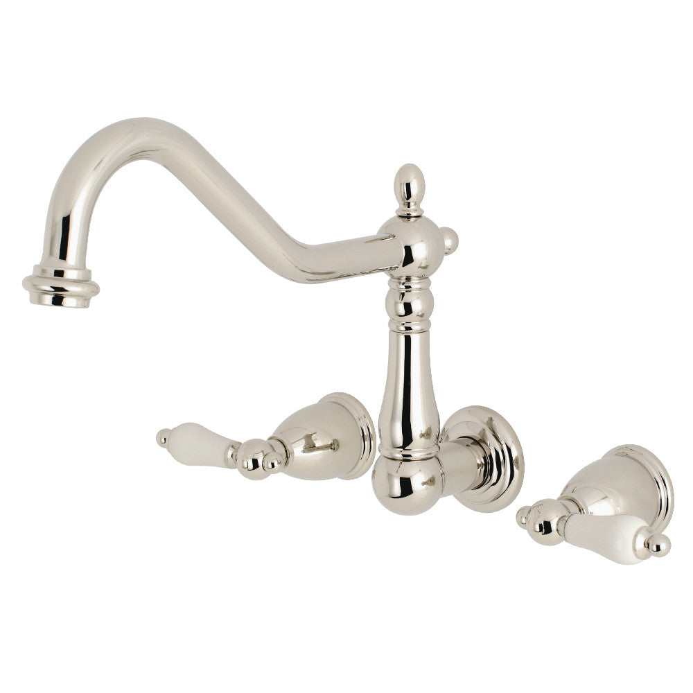 Kingston Brass KS1026PL Heritage Wall Mount Tub Faucet, Polished Nickel - BNGBath