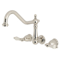 Thumbnail for Kingston Brass KS1026PL Heritage Wall Mount Tub Faucet, Polished Nickel - BNGBath