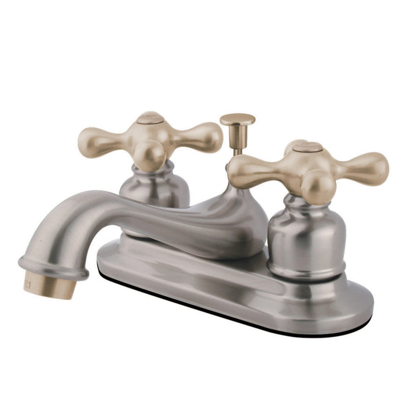 Kingston Brass KB609AX Restoration 4 in. Centerset Bathroom Faucet, Brushed Nickel/Polished Brass - BNGBath