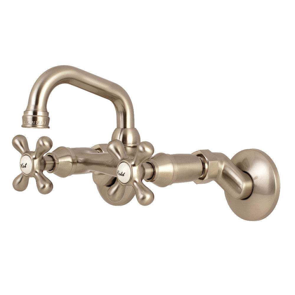 Kingston Brass KS212SN Two-Handle Wall Mount Bar Faucet, Brushed Nickel - BNGBath
