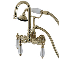 Thumbnail for Aqua Vintage AE7T2WLL Wilshire Wall Mount Clawfoot Tub Faucet, Polished Brass - BNGBath