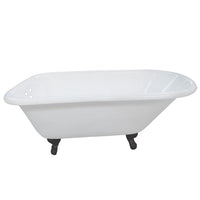 Thumbnail for Aqua Eden VCT3D543019NT0 54-Inch Cast Iron Roll Top Clawfoot Tub with 3-3/8 Inch Wall Drillings, White/Matte Black - BNGBath