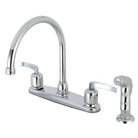 Thumbnail for Kingston Brass FB791EFLSP Centurion 8-Inch Centerset Kitchen Faucet with Sprayer, Polished Chrome - BNGBath