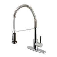Thumbnail for Gourmetier GSY8881DKL Kaiser Single-Handle Pre-Rinse Kitchen Faucet, Polished Chrome/Black Stainless Steel - BNGBath