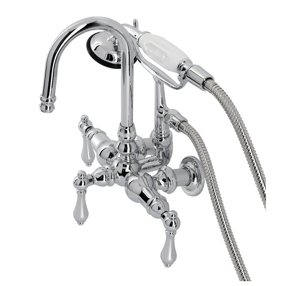 Kingston Brass CA8T1 Vintage 3-3/8" Tub Wall Mount Clawfoot Tub Faucet with Hand Shower, Polished Chrome - BNGBath