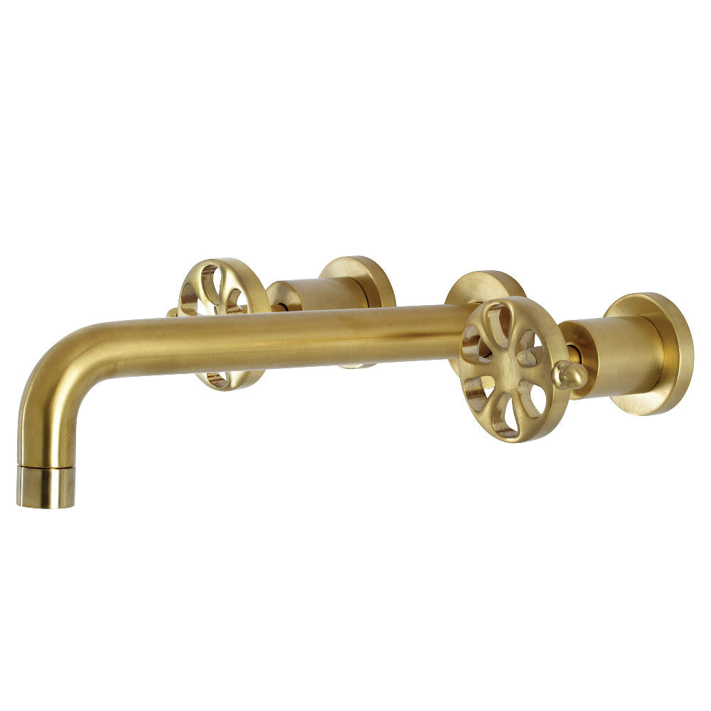 Kingston Brass KS8027RX Belknap Two-Handle Wall Mount Tub Faucet, Brushed Brass - BNGBath