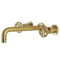 Thumbnail for Kingston Brass KS8027RX Belknap Two-Handle Wall Mount Tub Faucet, Brushed Brass - BNGBath