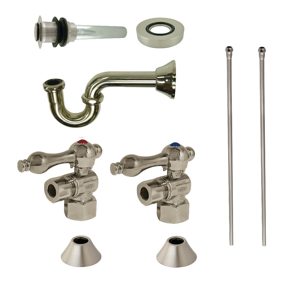 Kingston Brass CC43108VKB30 Traditional Plumbing Sink Trim Kit with P-Trap and Drain, Brushed Nickel - BNGBath