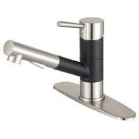 Thumbnail for Gourmetier LS8409DL Concord Single-Handle Pull-Out Kitchen Faucet, Matte Black/Brushed Nickel - BNGBath