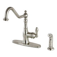 Thumbnail for Gourmetier GSY7708ACLSP American Classic Single-Handle Kitchen Faucet with Brass Sprayer, Brushed Nickel - BNGBath