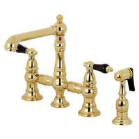 Thumbnail for Kingston Brass KS7272PKLBS Duchess Bridge Kitchen Faucet with Brass Sprayer, Polished Brass - BNGBath