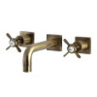 Thumbnail for Kingston Brass KS6123BEX Essex Two-Handle Wall Mount Bathroom Faucet, Antique Brass - BNGBath