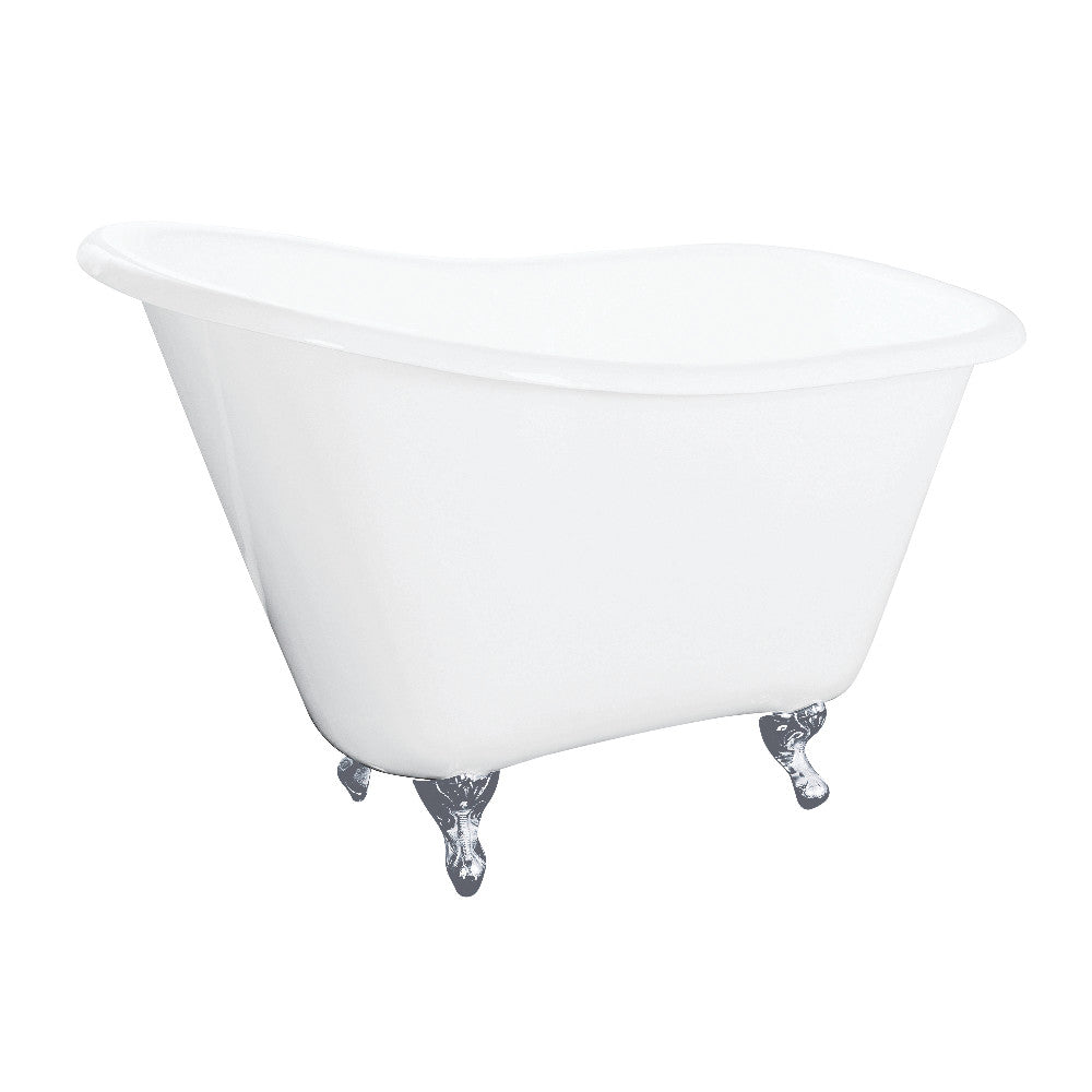 Aqua Eden VCTND5130NT1 51-Inch Cast Iron Slipper Clawfoot Tub without Faucet Drillings, White/Polished Chrome - BNGBath