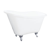Thumbnail for Aqua Eden VCTND5130NT1 51-Inch Cast Iron Slipper Clawfoot Tub without Faucet Drillings, White/Polished Chrome - BNGBath