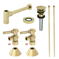 Thumbnail for Kingston Brass CC53302DLVOKB30 Modern Plumbing Sink Trim Kit with Bottle Trap and Overflow Drain, Polished Brass - BNGBath